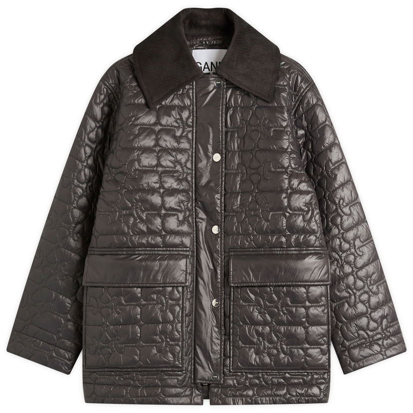 Jacka GANNI GANNI Shiny Quilt Midi Jacket Svart | W0343-252