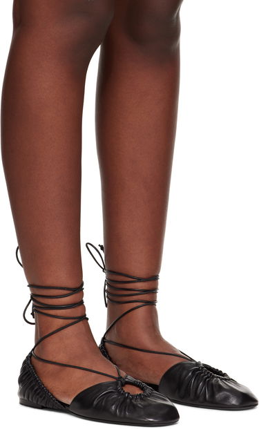 Sneakers och skor LANVIN Lanvin Mesure Lace-Up Leather Ballerina Flats Svart | FW-SAMS0W-NAPA-E25, 3