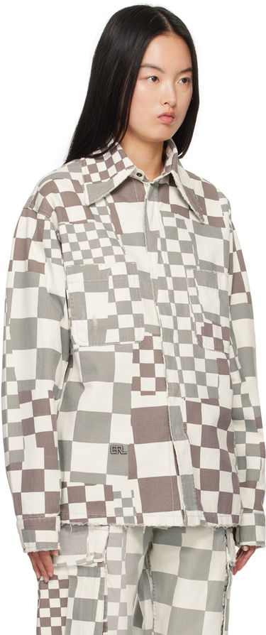 Skjorta ERL Check Print Long Sleeve Shirt Grå | ERL08J010, 1