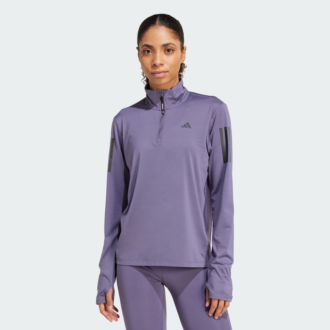T-shirt adidas Performance Own the Run Half-Zip Long Sleeve Running Top Purpur | JX2256, 0