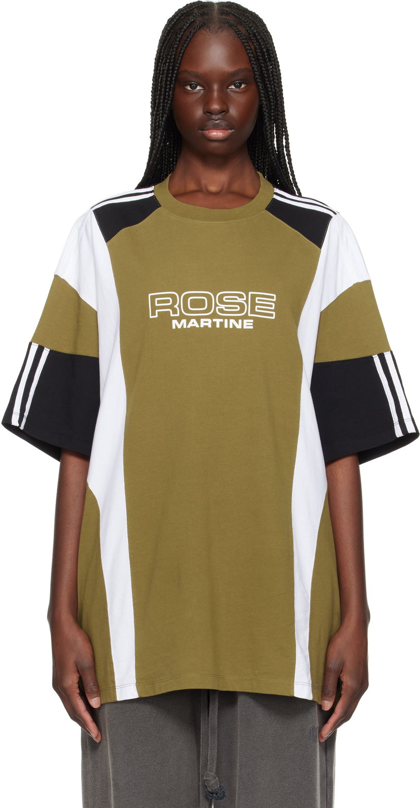 T-shirt Martine Rose Martine Rose Oversized Panelled T-Shirt Grön | 630JE01411D