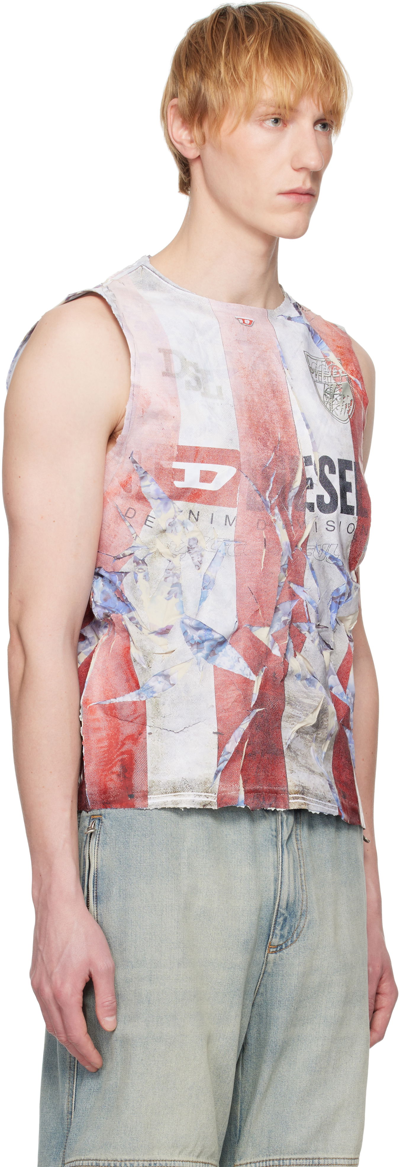 Linne Diesel Diesel T-Per Stripe Tank Top Vit | A18700-0SKBT-42AA, 1