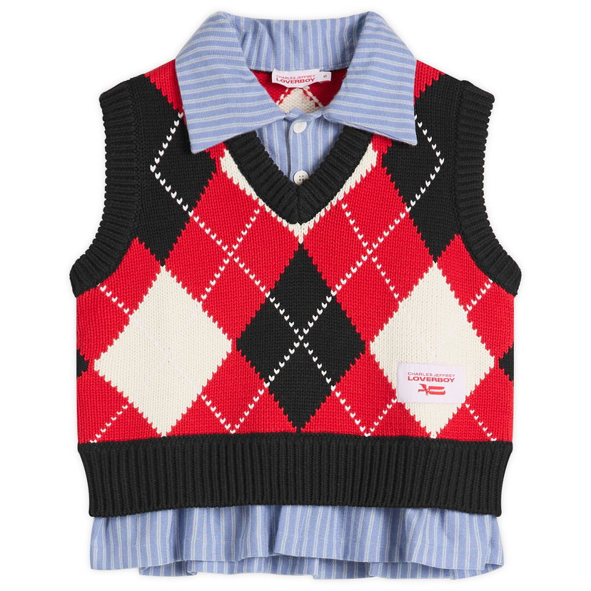 Sweater Charles Jeffrey Loverboy Charles Jeffrey Loverboy Argyle Knit Cropped Vest Flerfärgad | 054091401