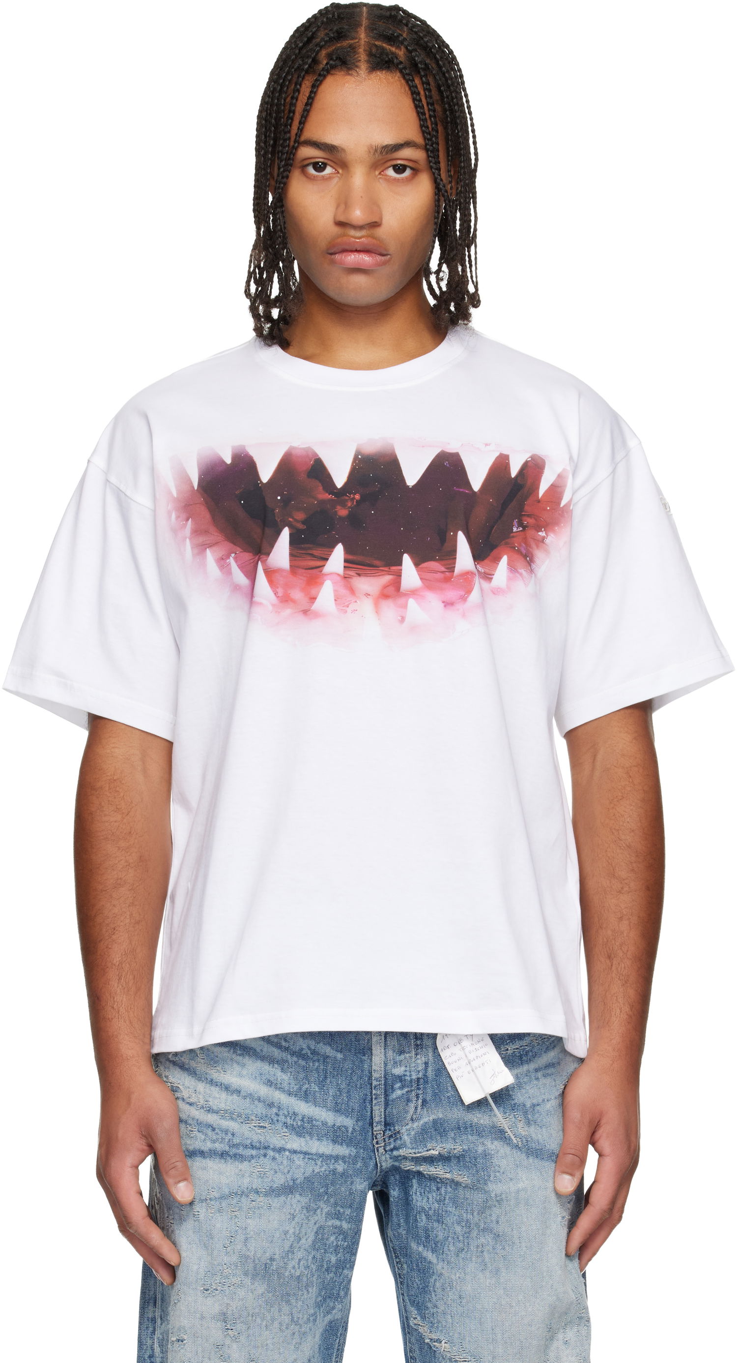 T-shirt Diesel Shark Mouth Graphic T-shirt Vit | A19617-0PLAT-100, 0