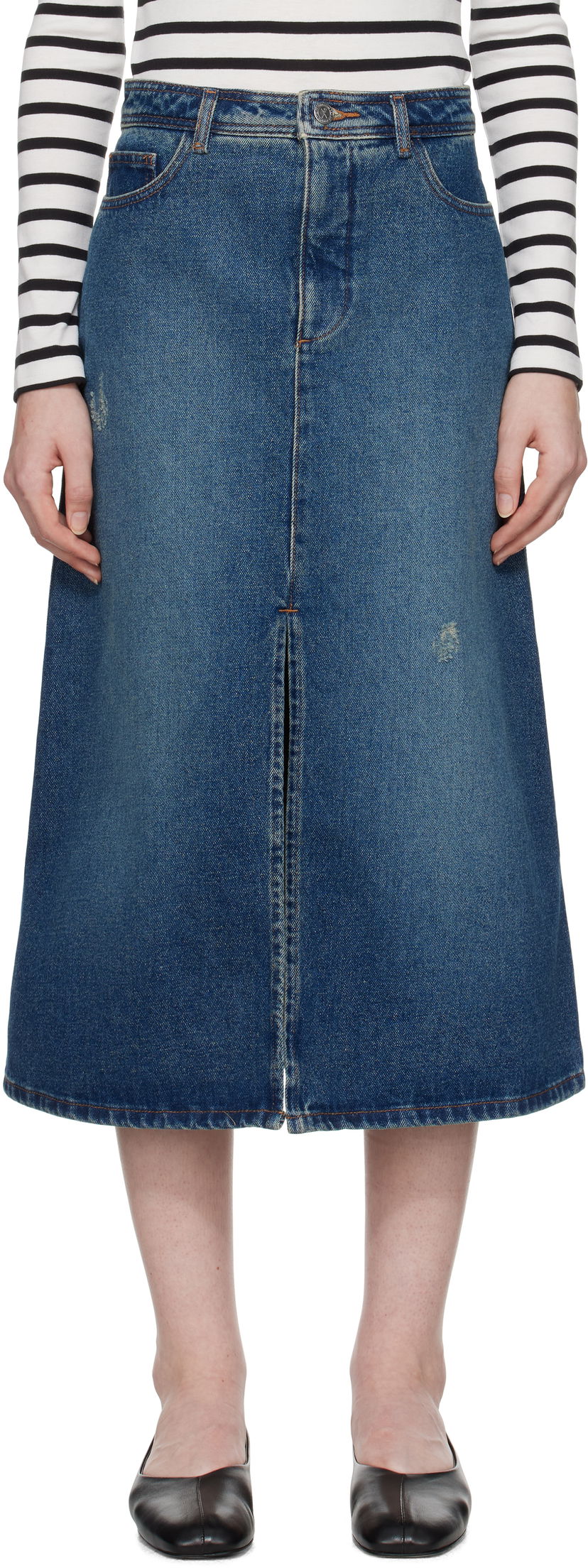 Kjol A.P.C. Denim Midi Skirt Blå | COHFC-F06423