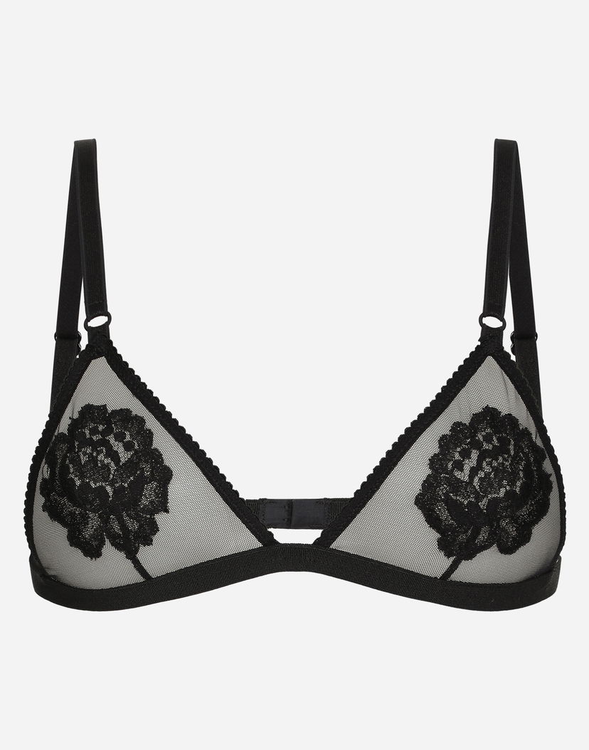 Behå Dolce & Gabbana Dolce & Gabbana Floral Lace Triangle Bralette Svart | O1G24TONQ79N0000
