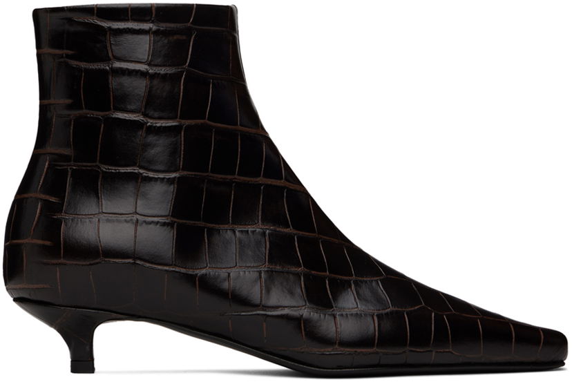 Sneakers och skor TOTEME TOTEME 'The Slim' Kitten Heel Ankle Boots Brun | 241-WAS940-LE0023
