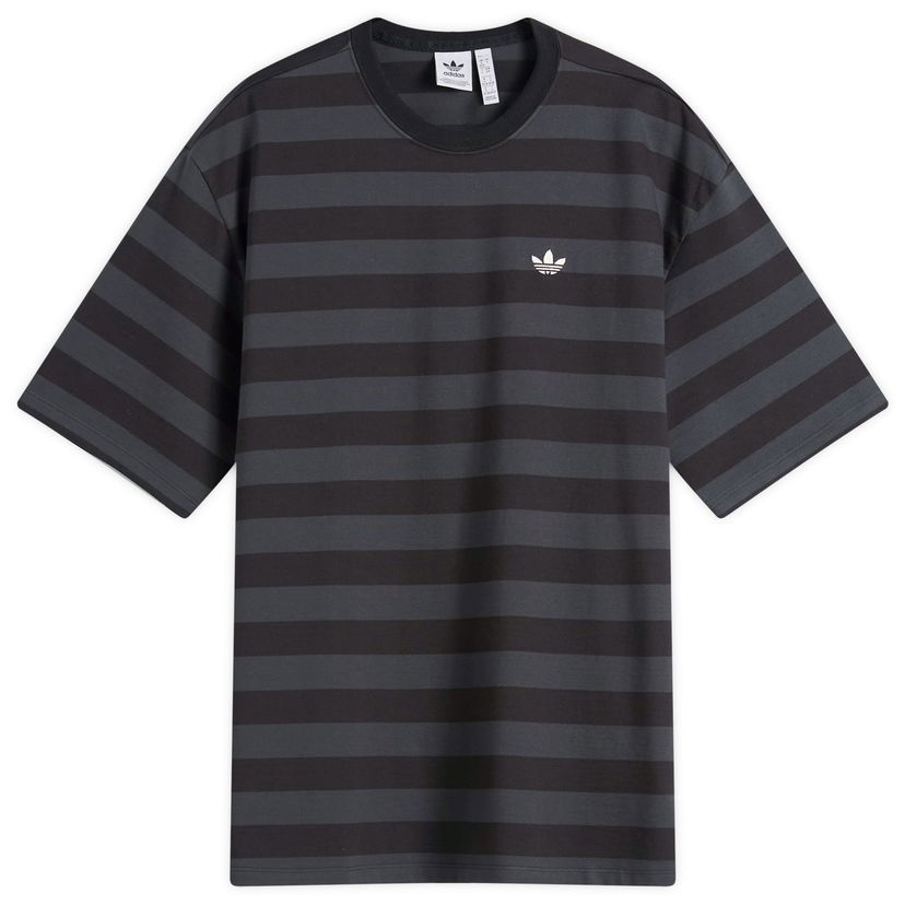 T-shirt adidas Originals Women's Striped Short Sleeve T-Shirt, Size X-Small Svart | KF2321