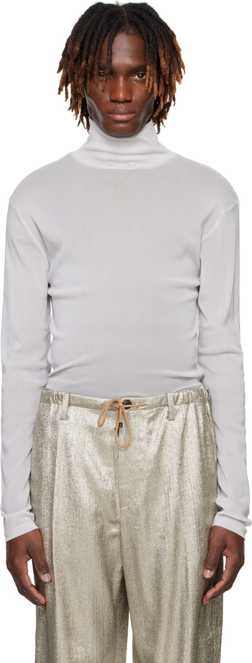 Sweater Dries Van Noten Dries Van Noten Mesh Turtleneck Vit | 251-021128-1513