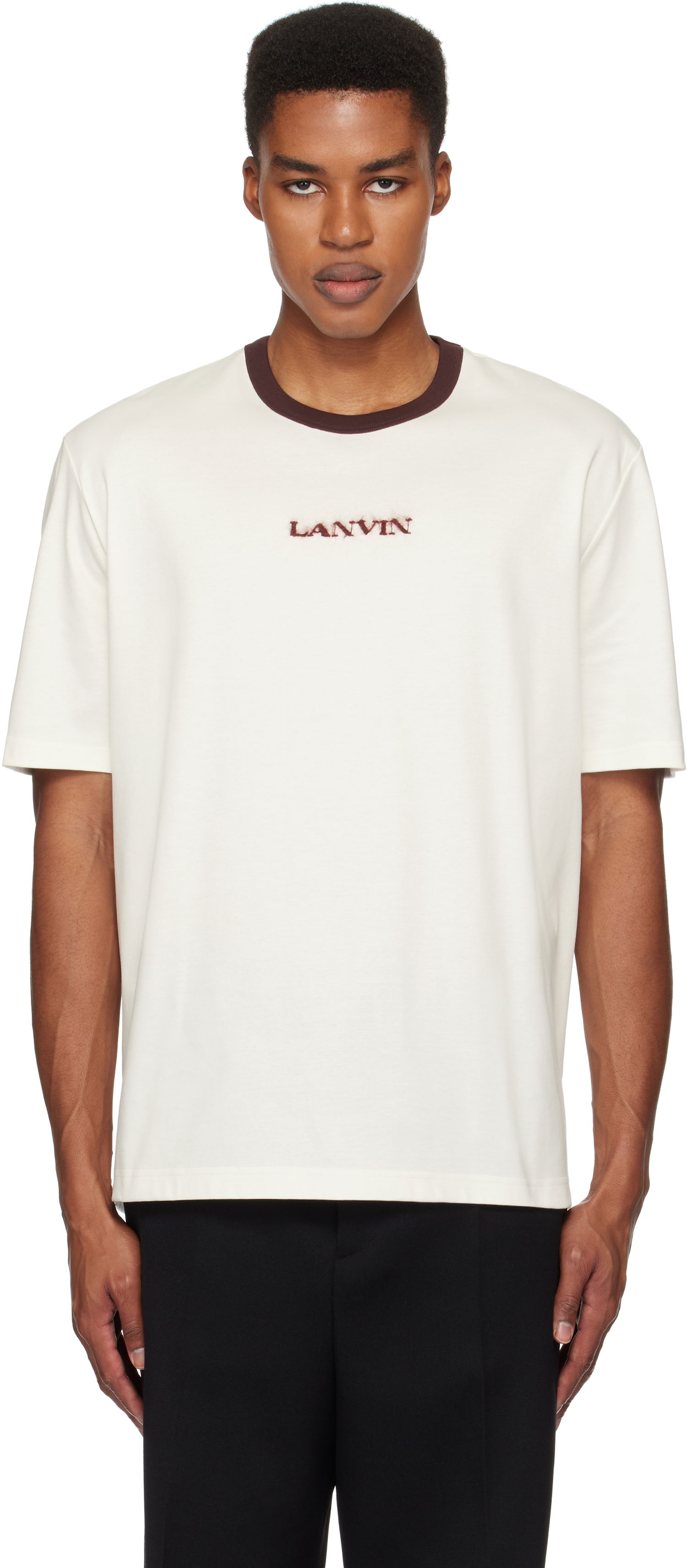 T-shirt LANVIN Lanvin Mohair Logo T-Shirt Vit | RM-TS0032-J154-H24, 0