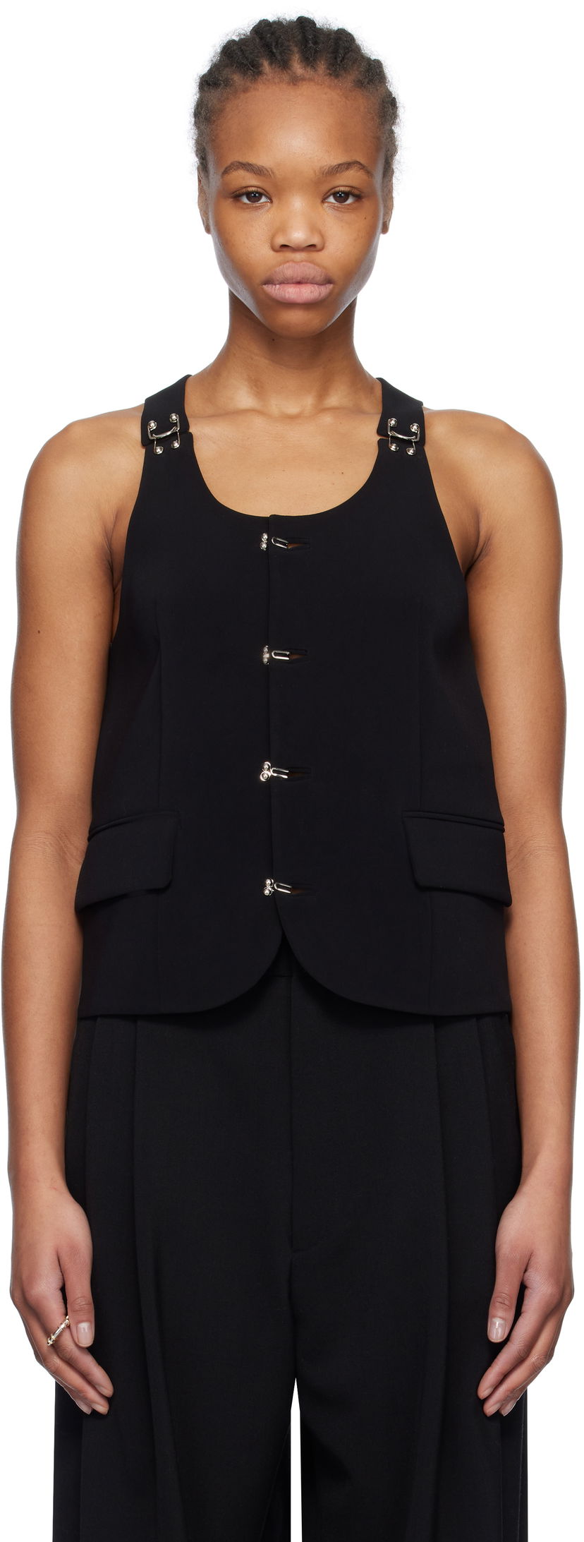 Väst We11done We11done Hook Vest Svart | WD-VT0-25-022-W-BK