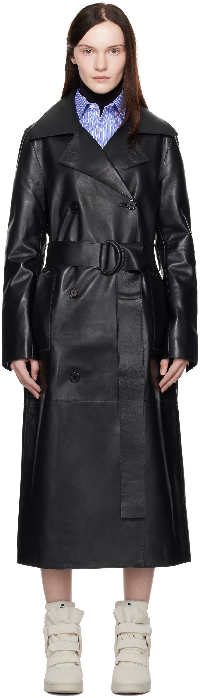Trenchcoat STAND STUDIO Stand Studio Paris Leather Trench Coat Svart | 61538-7840