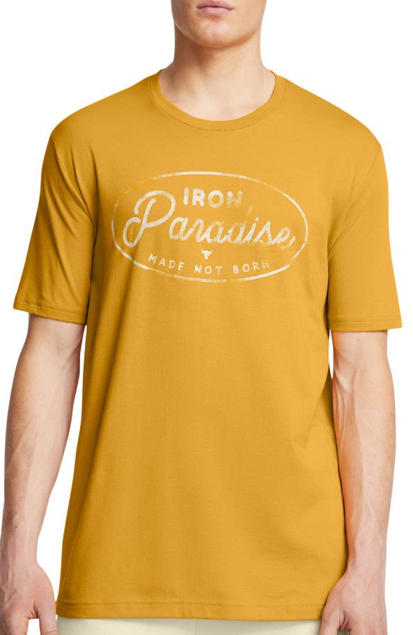 T-shirt Under Armour Project Rock Made Not Born T-Shirt Gul | 1386910-711