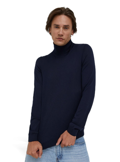Sweater BOSS Slim-Fit Rollneck Sweater Mörkblå | 50468262