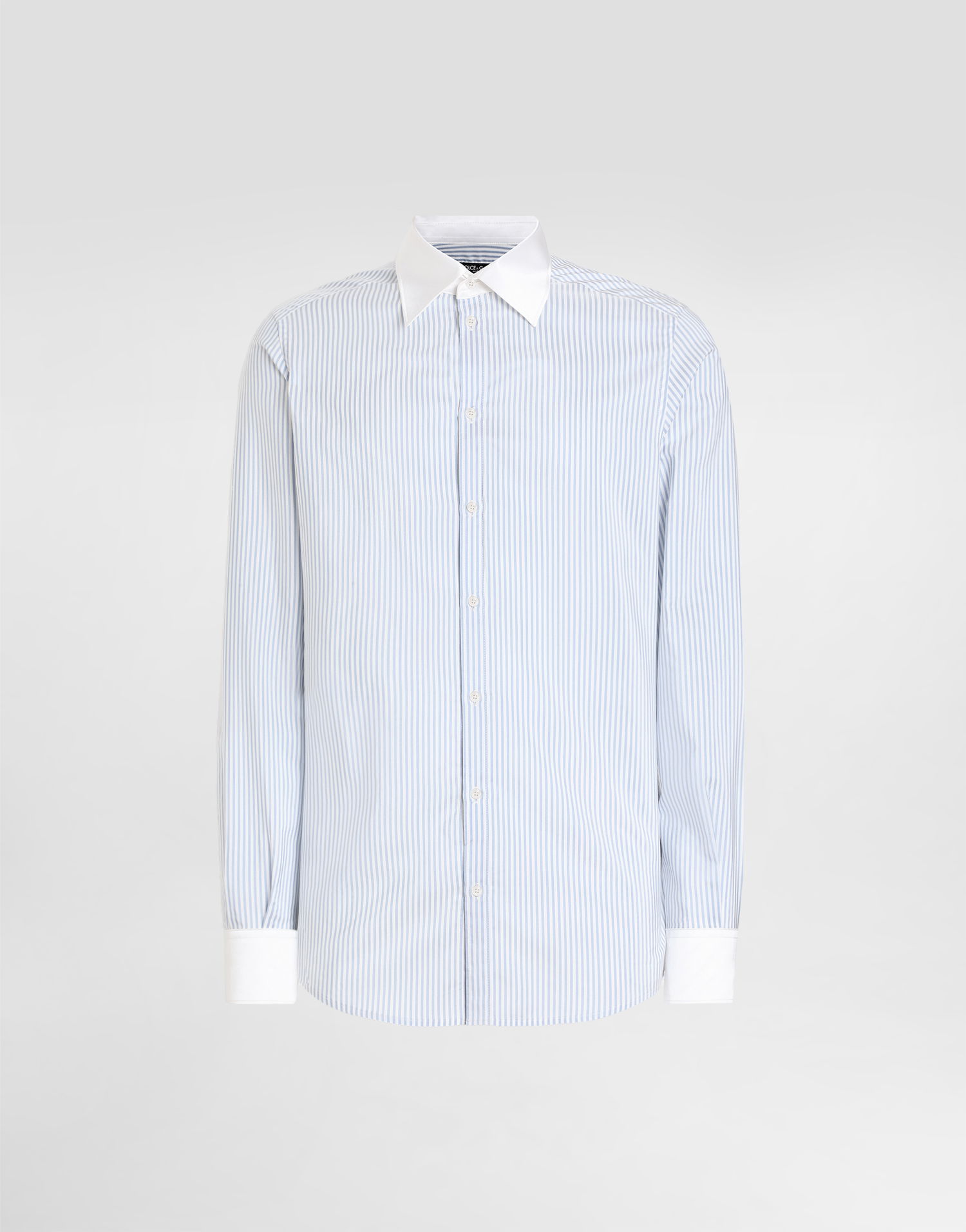 Skjorta Dolce & Gabbana Dolce & Gabbana Striped Cotton Shirt with White Collar and Cuffs Blå | G5MM4ZFBTAKS8051, 0