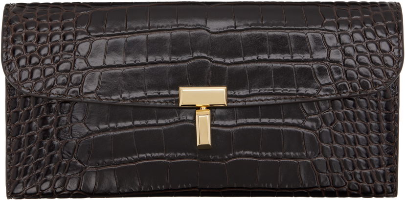 Plånbok TOTEME TOTEME T-Lock Croco-Embossed Wallet Brun | 251-WAM0041-LE0076
