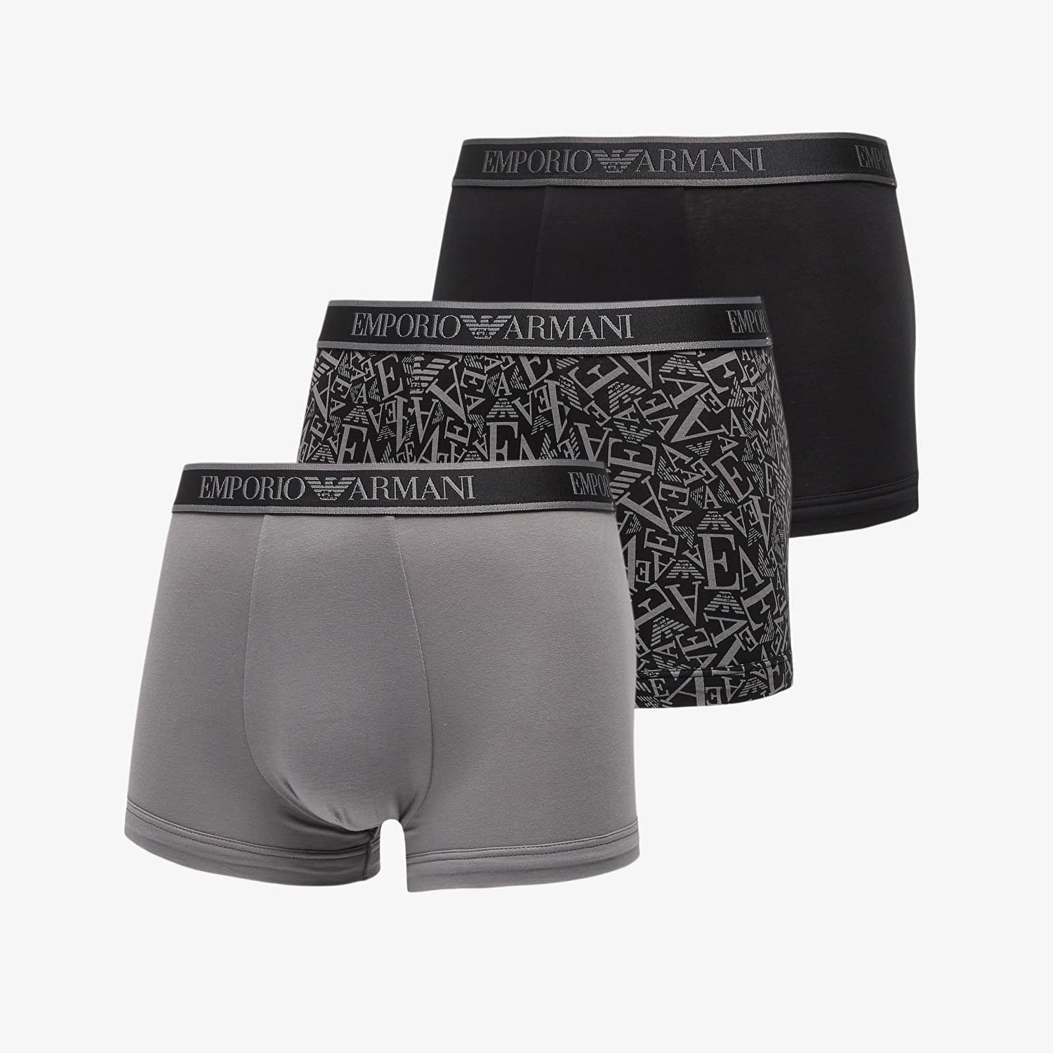 Boxare Emporio Armani EA7 Bottom Trunk 3-Pack Blk/ Blk-Shade/ Shade Svart | EM000370AF10779MC198, 0