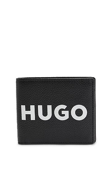 Plånbok BOSS HUGO Grained Leather Wallet with Contrast Logo Svart | 50536039