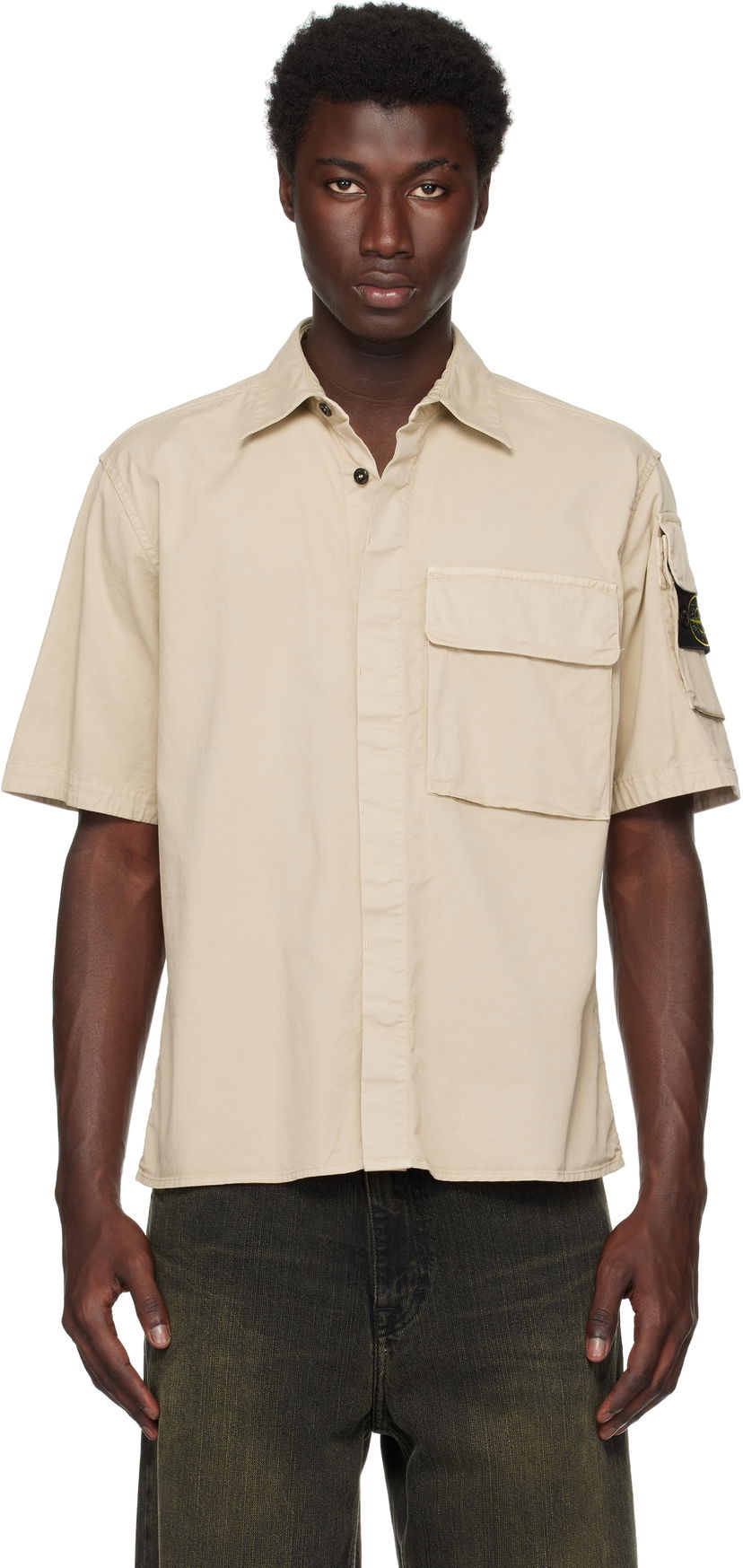 Skjorta Stone Island Supima Cotton Twill Stretch-TC Shirt Beige | K2S15 1100007 S0010