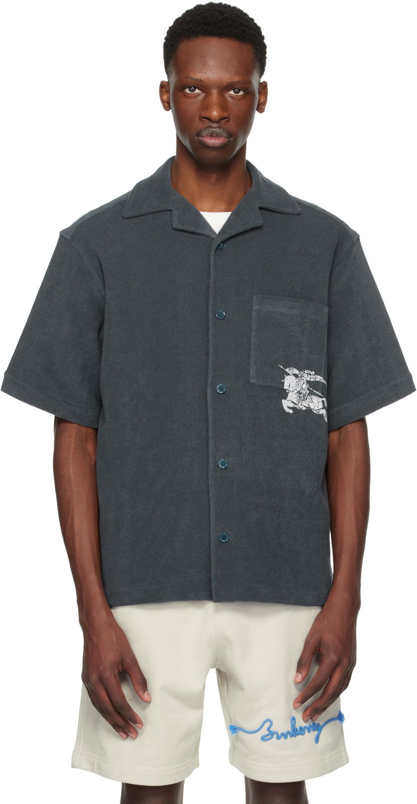 Skjorta Burberry Burberry EKD Cotton Resort Shirt Grå | 8109205