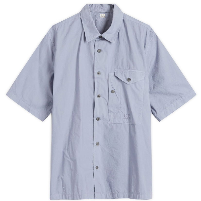 Skjorta C.P. Company C.P. Company Short Sleeve Shirt with Pocket Logo Blå | 18CMSH249A-005328G-PRP