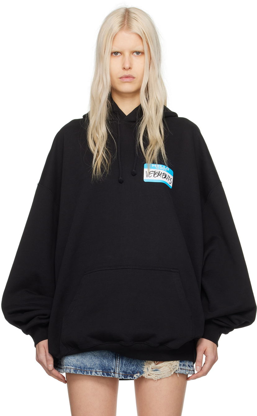 Sweatshirt VETEMENTS 'My Name Is' Hoodie Svart | UE64HD900B