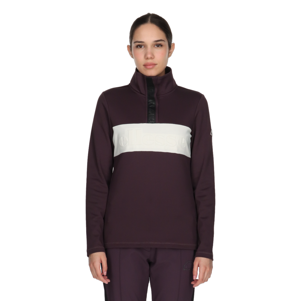 Sweatshirt Ellesse High-Neck Fleece Pullover Embossed Logo Stripe Bourgogne | ELA243F620-70, 0