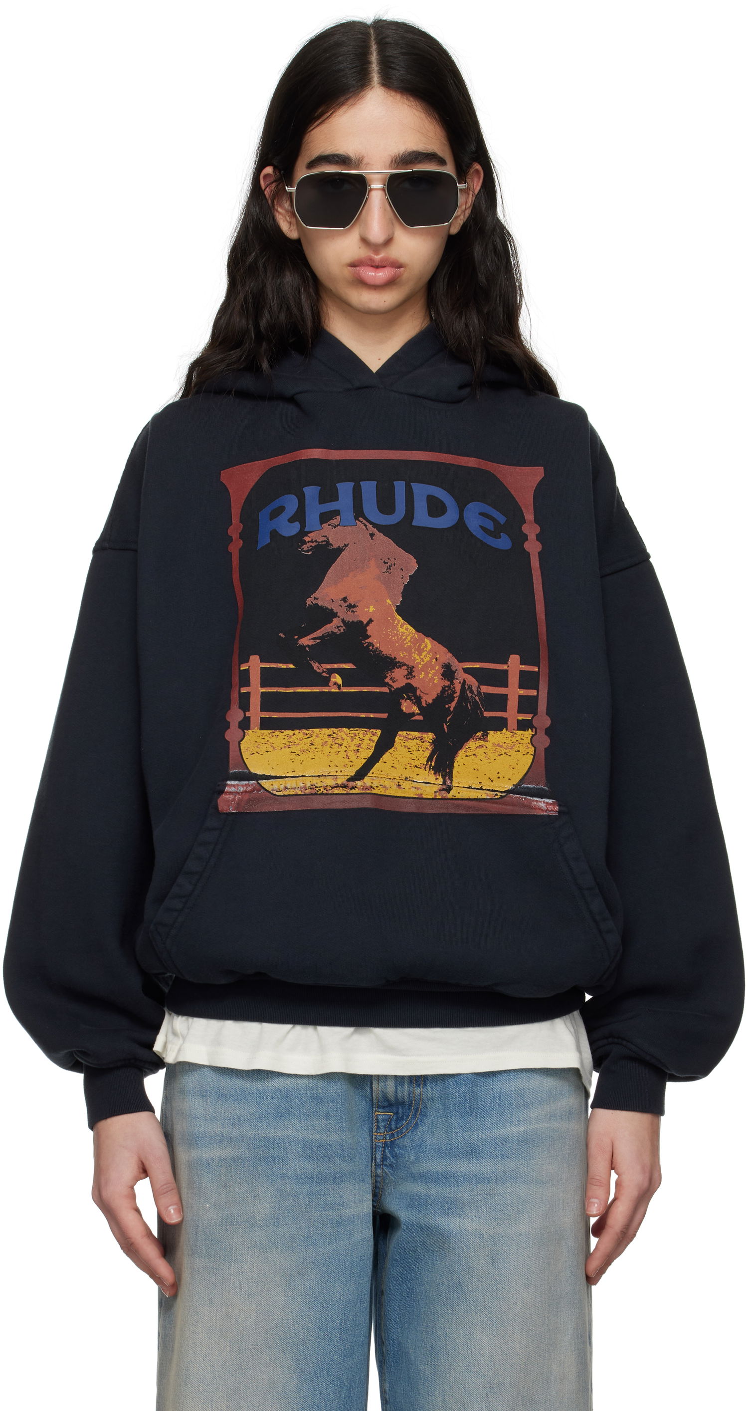 Sweatshirt Rhude Rhude Cadre Horse Graphic Hoodie Svart | RHSS25HO05012, 0