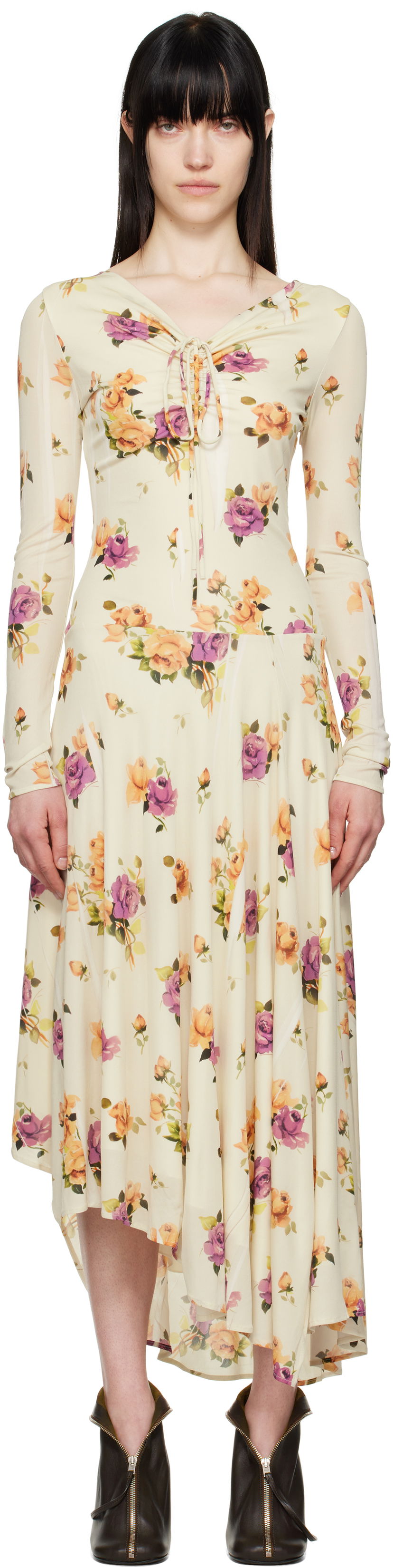 Klä Acne Studios Acne Studios Floral Midi Dress Beige | A20810-