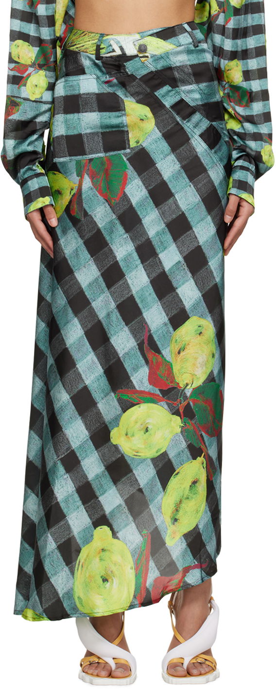 Kjol Ottolinger Ottolinger Lemon Gingham Maxi Skirt Flerfärgad | 1100904