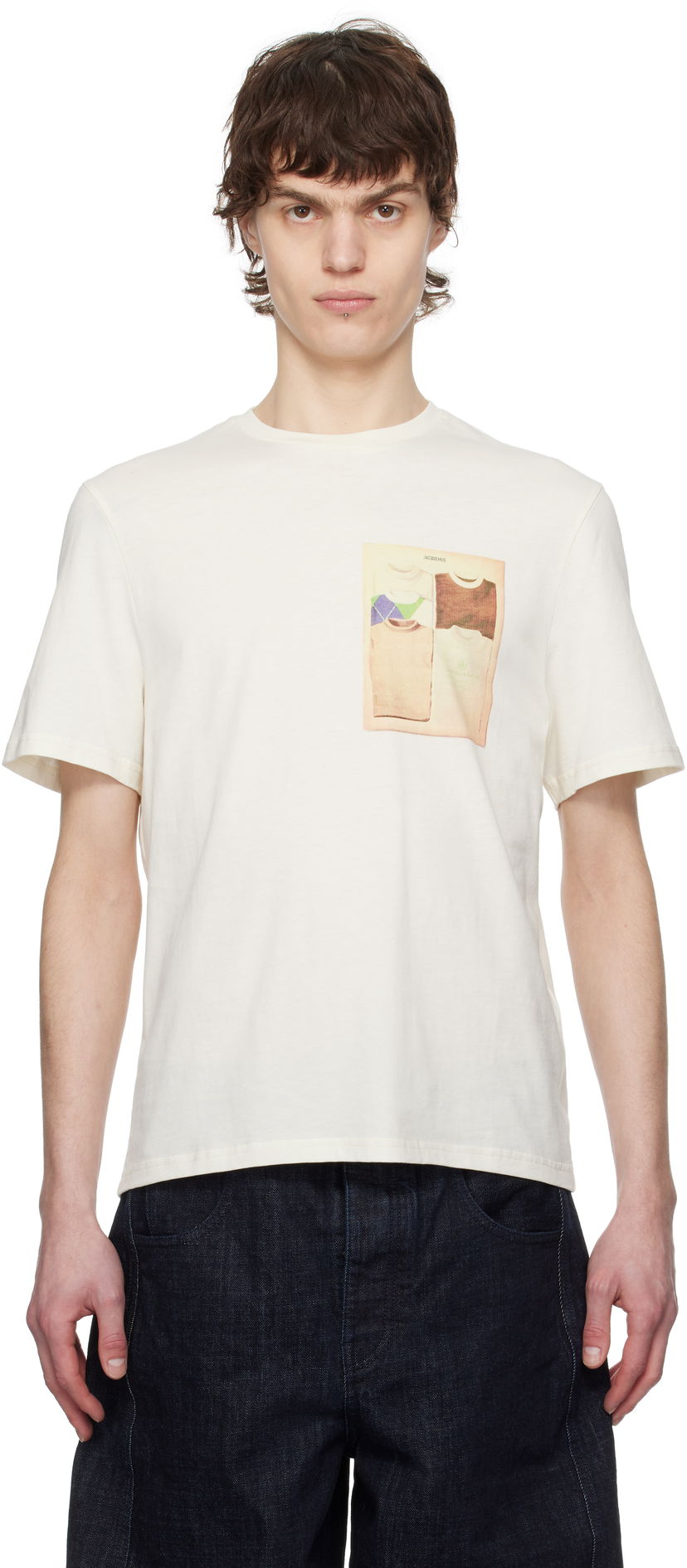 T-shirt Jacquemus Jacquemus Vintage Print T-Shirt Beige | 25E255JS326-2461