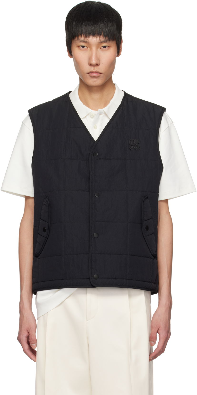 Väst BOSS Hugo Stacked Logo Nylon Vest Svart | 50530750