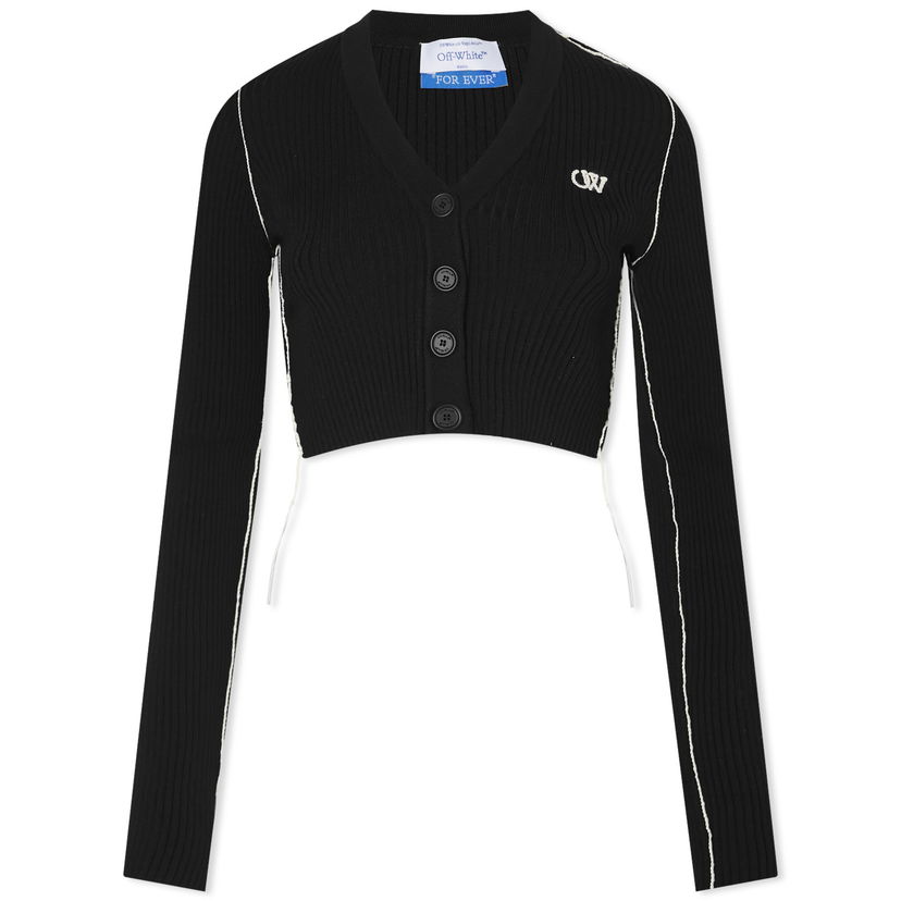 Sweater Off-White Outline Crop Cardigan Svart | OWHB029C99KNI0011017