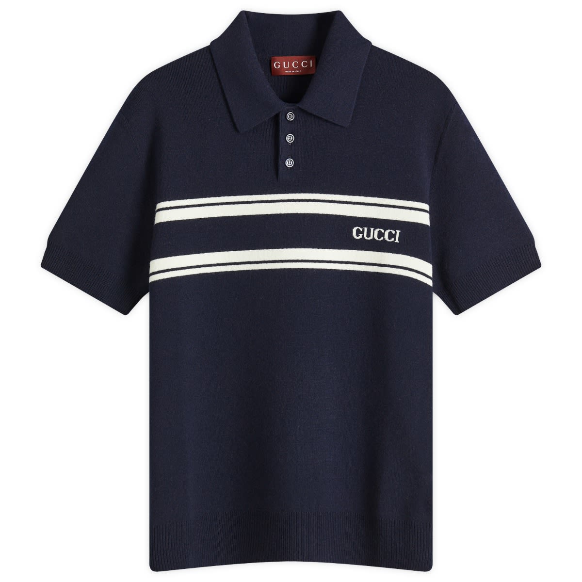 Polotröja Gucci Striped Knitted Polo Mörkblå | 795342-XKD5J-4144, 0