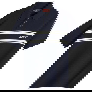 Polotröja Gucci Striped Knitted Polo Mörkblå | 795342-XKD5J-4144, 0