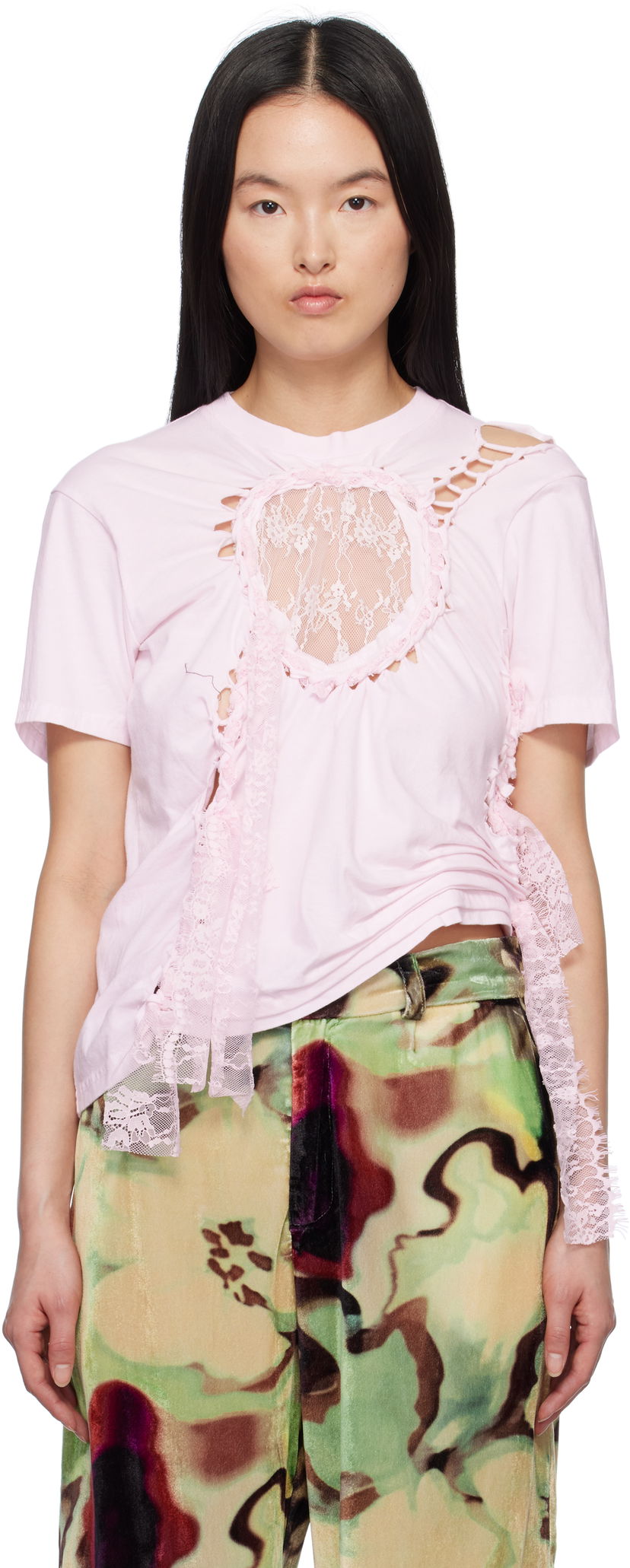 T-shirt Collina Strada Collina Strada Lace Heart Nash T-Shirt Rosa | XX3051