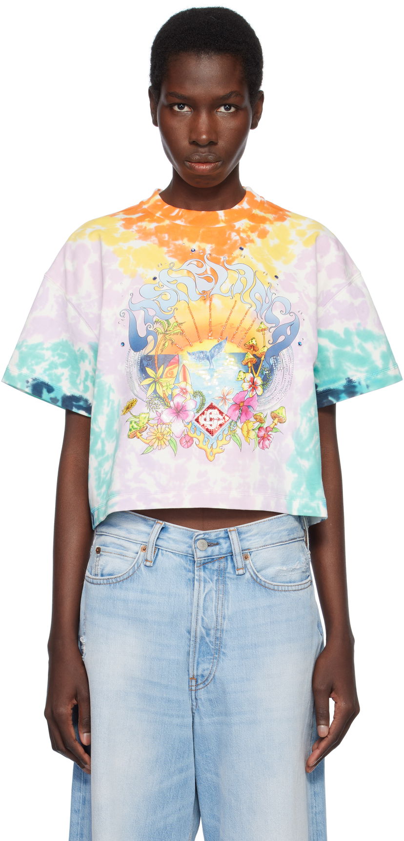 Crop top Casablanca Casablanca Surf Trip Tie-Dye Cropped T-Shirt Flerfärgad | WS25-JTS-037-01