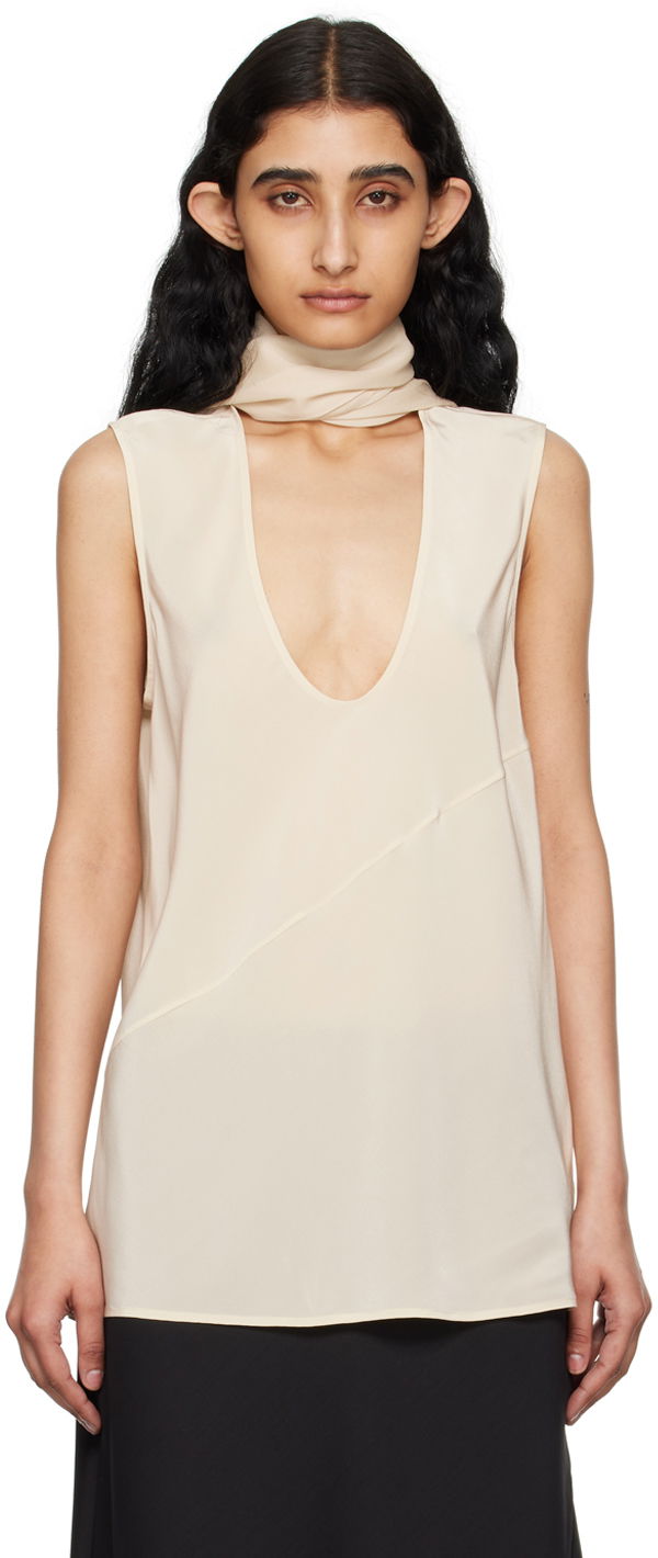 Linne Helmut Lang Helmut Lang Women's Scarf Neck Tank Top Beige | O04HW506