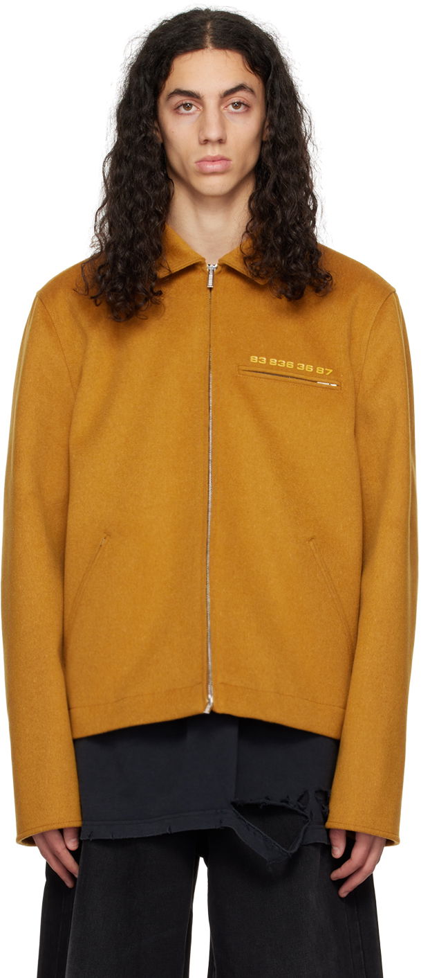 Jacka VETEMENTS VTMNTS Felted Zip-Up Jacket Gul | VL14JA480M