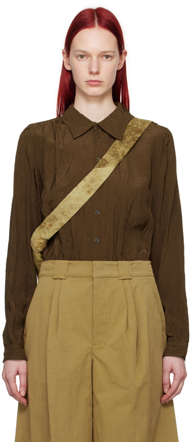 Skjorta LEMAIRE Lemaire Gathered Long Sleeve Blouse Brun | TO1221 LF1024