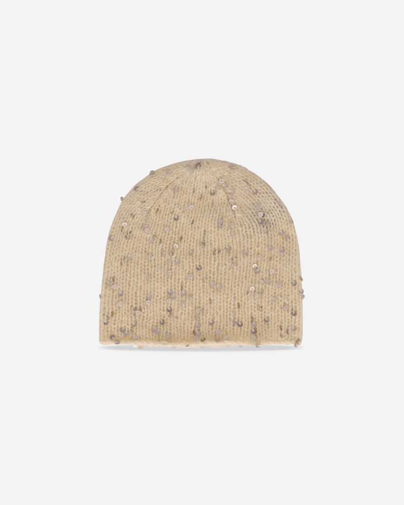 Mössa UNDERCOVER Angora Knit Beanie with Sequins Beige | UP2E1H01 6