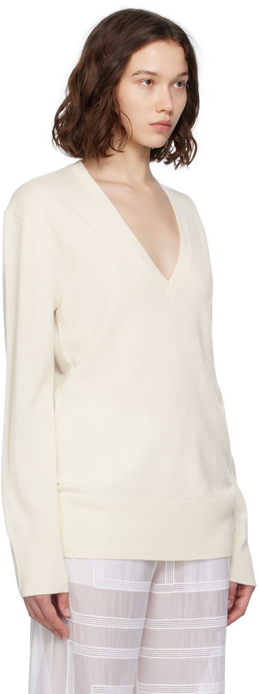 Sweater TOTEME TOTEME Cashmere V-Neck Knit Sweater Vit | 252-WRT0521-YA0016, 1