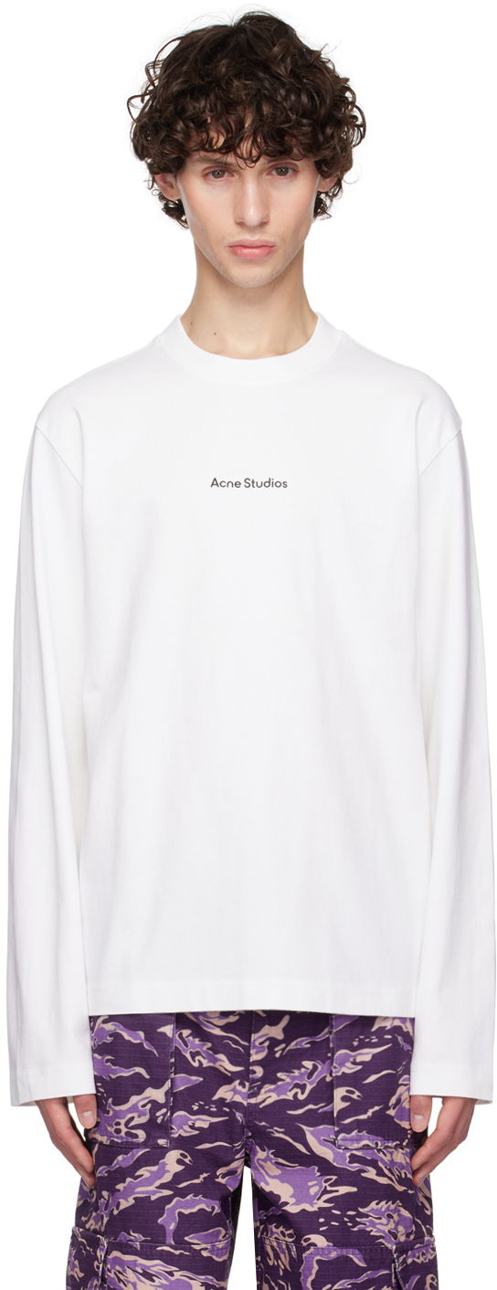 T-shirt Acne Studios White Printed Logo Long Sleeve T-Shirt Vit | CL0270-