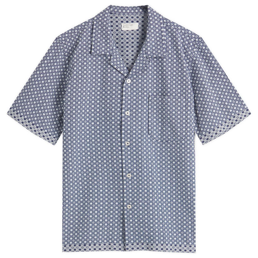 Skjorta Universal Works Universal Works Tile Dean Road Shirt, Size Large Blå | 32654-NVY