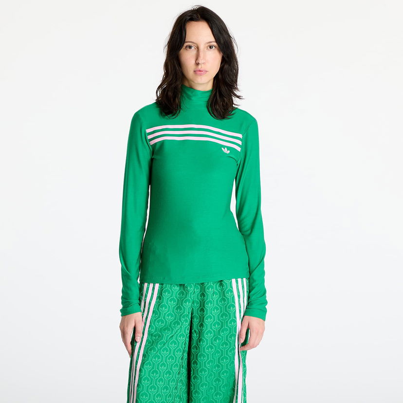 T-shirt adidas Originals Longsleeve 3-Stripe Tee Green Grön | JN8314