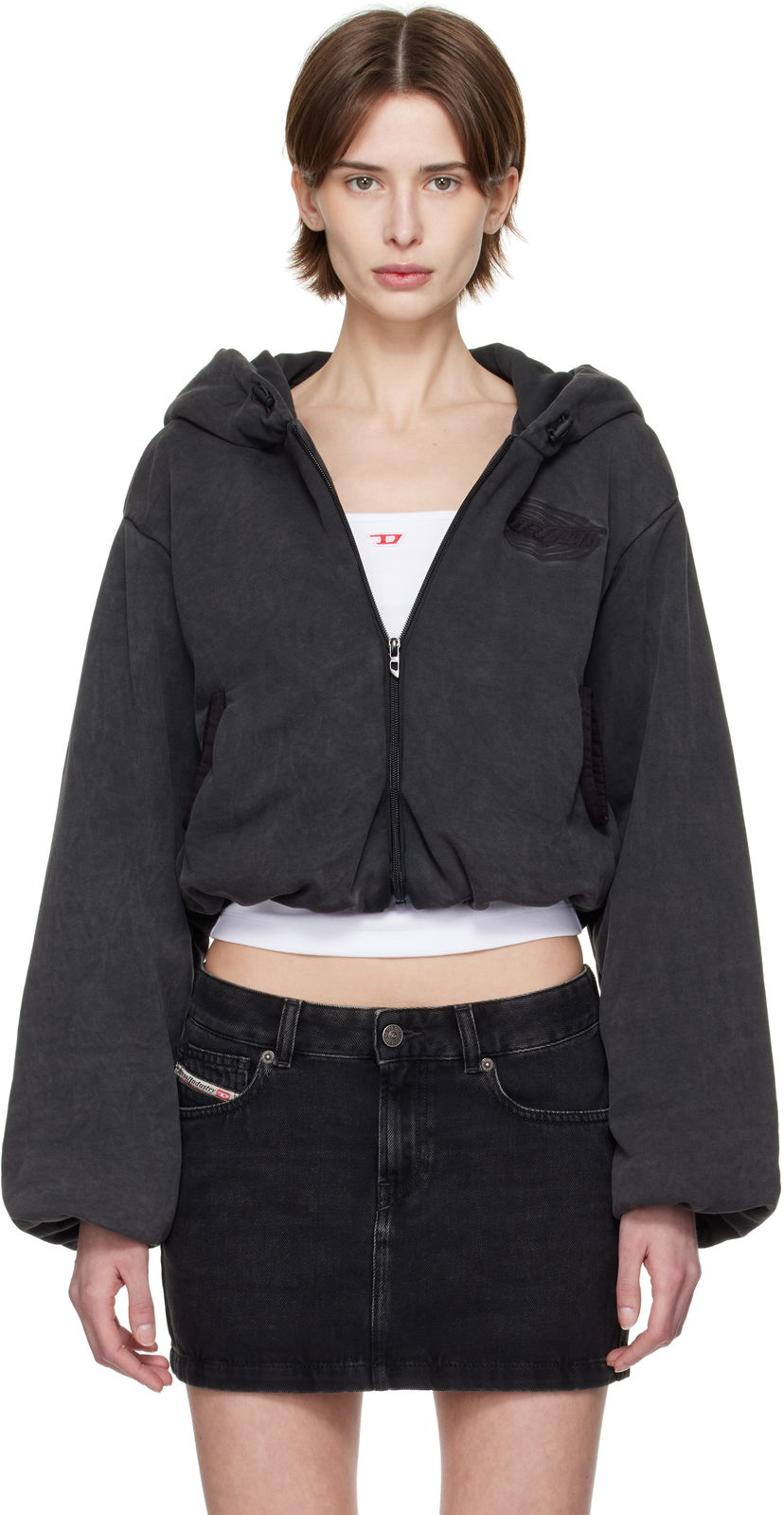 Sweatshirt Diesel Diesel F-Enerd Cropped Hoodie Svart | A16615 0BNEG