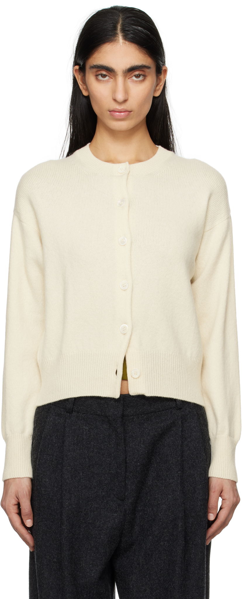 Sweater &Daughter &Daughter Ada Crewneck Cardigan Vit | HKN03905