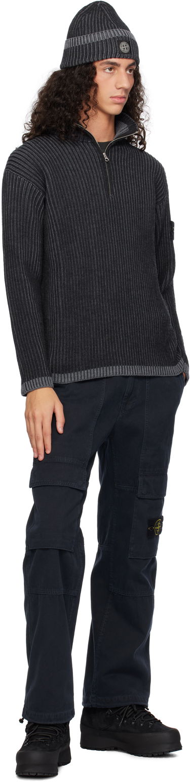 Sweater Stone Island Stone Island Vanisé Full Rib RWS Wool Quarter-Zip Sweater Svart | 8115516C1, 4