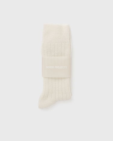 Strumpor NORSE PROJECTS Bjarki Cashmere & Wool Blend Rib Socks Beige | N82-0070-ECRU, 1