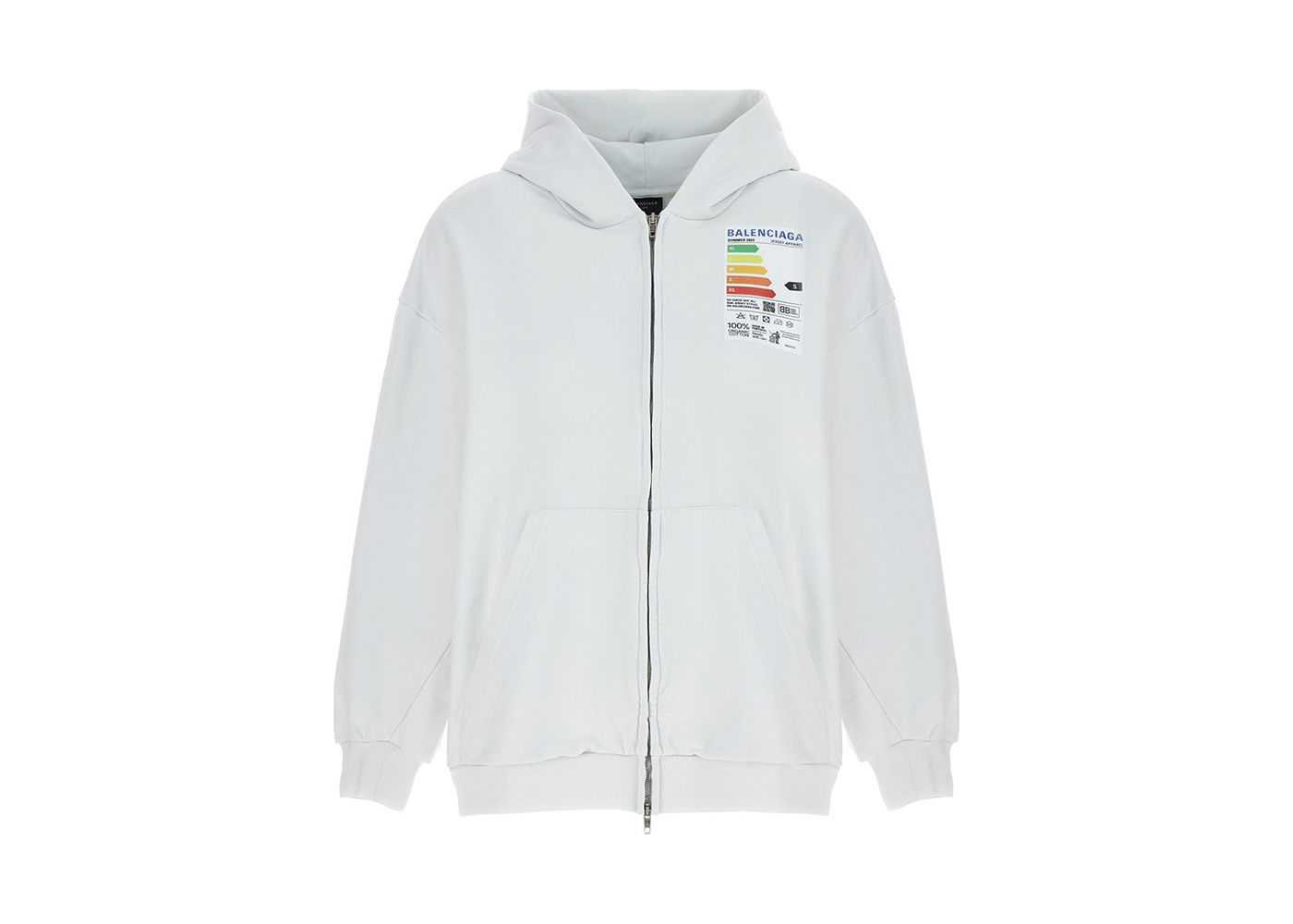 Sweatshirt Balenciaga Energy Patched Jersey Oversized Hoodie Vit | 744454TOVD69012, 0